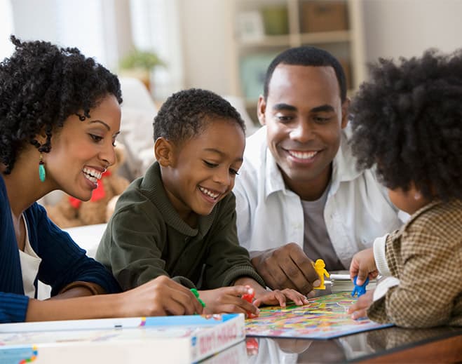 Family playing a game