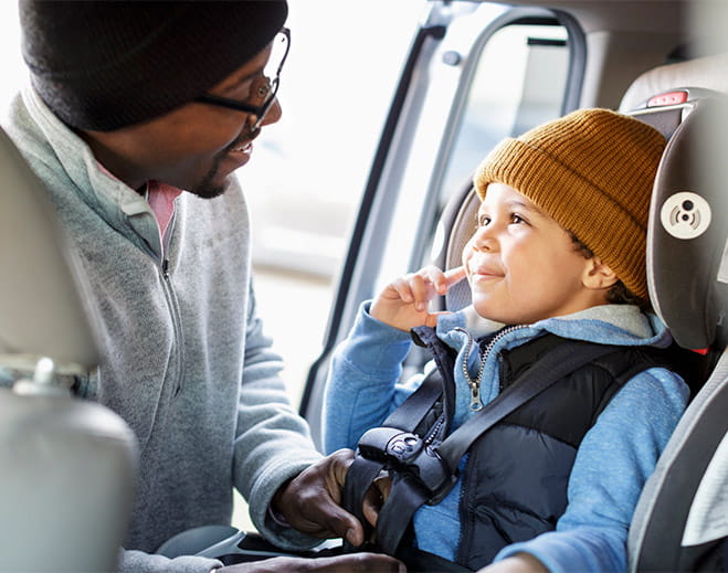 Father and child in carseat