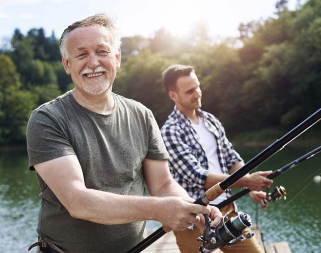 father and son fishing